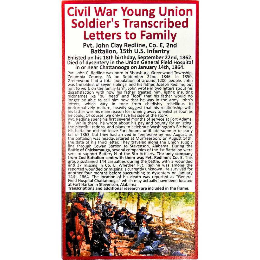 Civil War Young Union Soldier Letters to Family | Framed Transcribed Archive Display