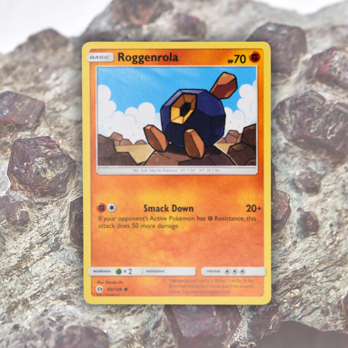 Pokémon Fossil Display - Roggenrola with Garnet