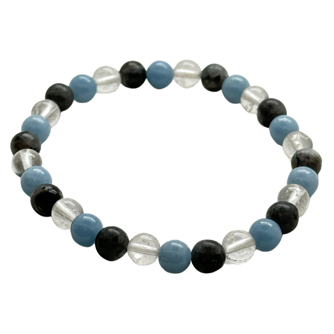 Black Labradorite, Angelite & Crystal Bracelet