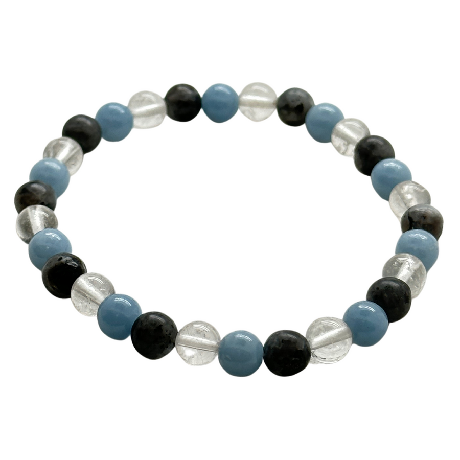 Black Labradorite, Angelite & Crystal Bracelet