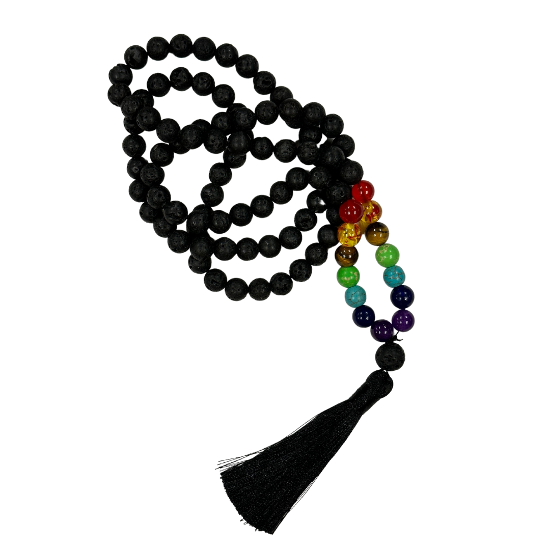 Lava Stone Chakra Mala Beads