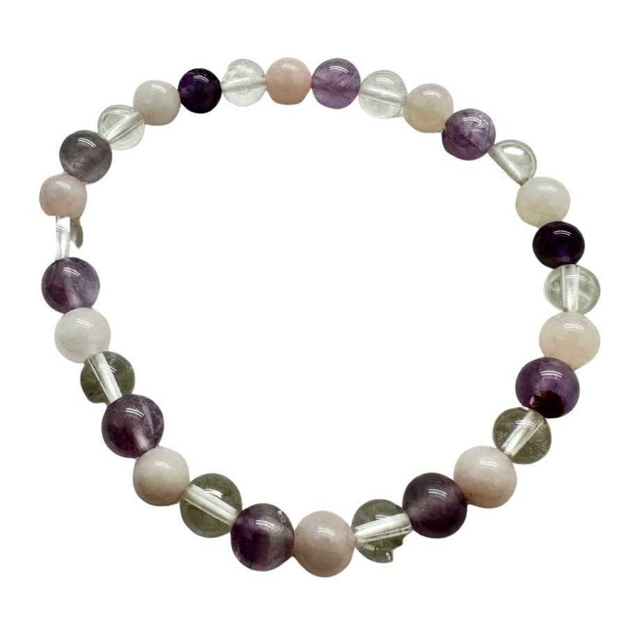 Amethyst, Rose Quartz & Crystal Bracelet