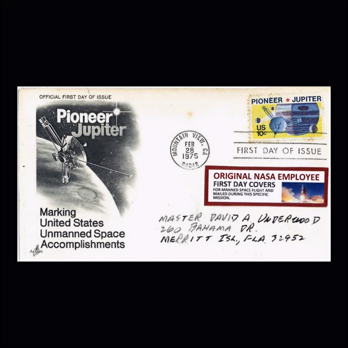 Original NASA Employee First Day Cover ~ Feb 28, 1975