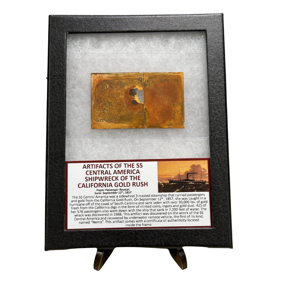 Paper Passenger Receipt Artifact from the SS Central America Shipwreck