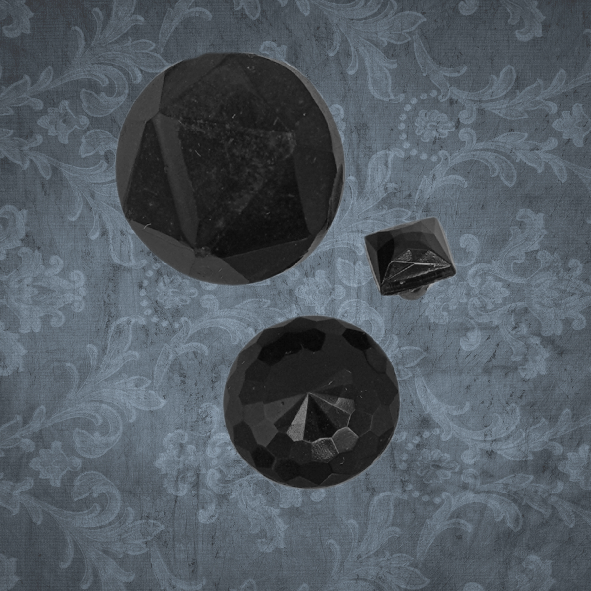 Victorian Jet Glass Death Buttons Display