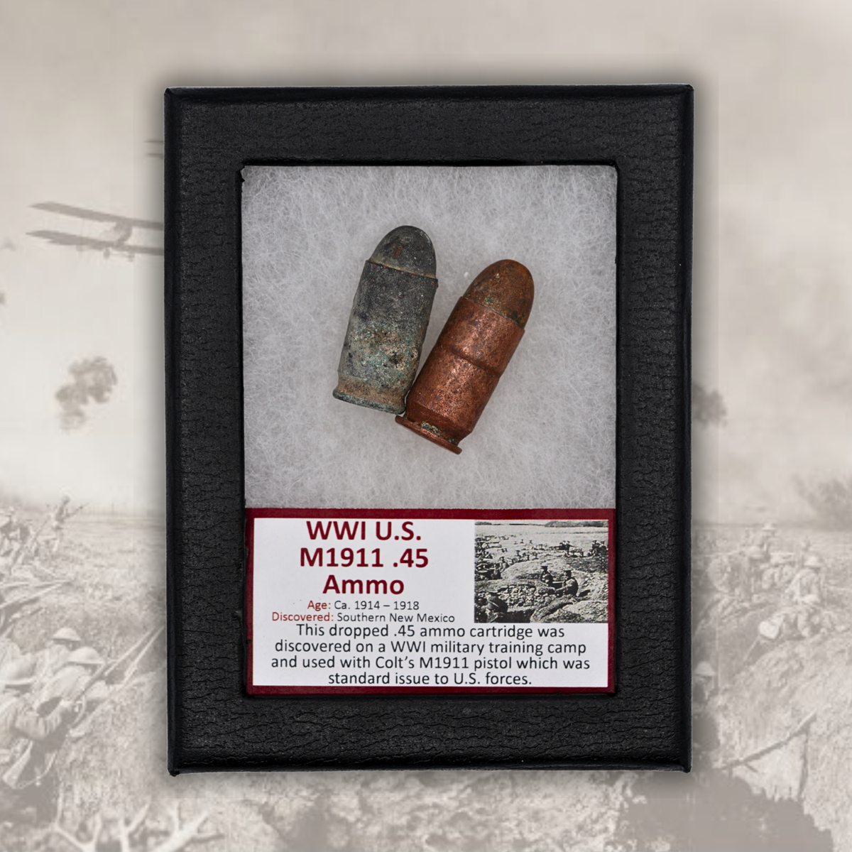 WWI U.S. M1911 .45 Dropped Ammo Display