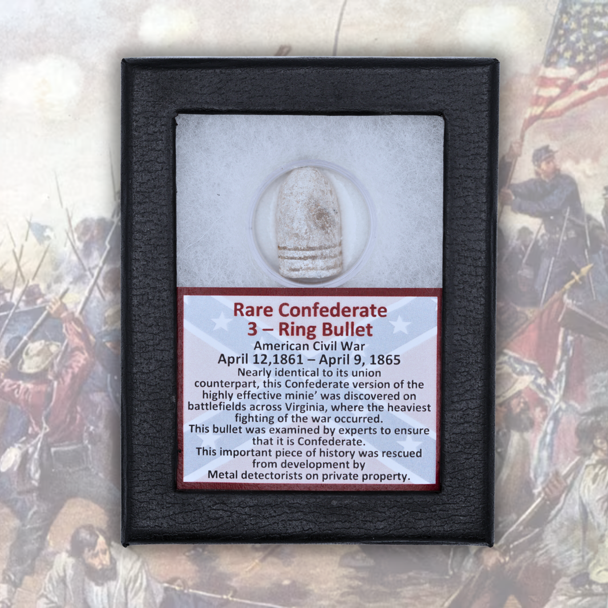 Rare Confederate 3-Ring Bullet Display