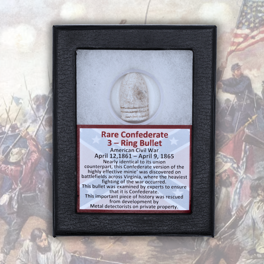 Rare Confederate 3-Ring Bullet Display