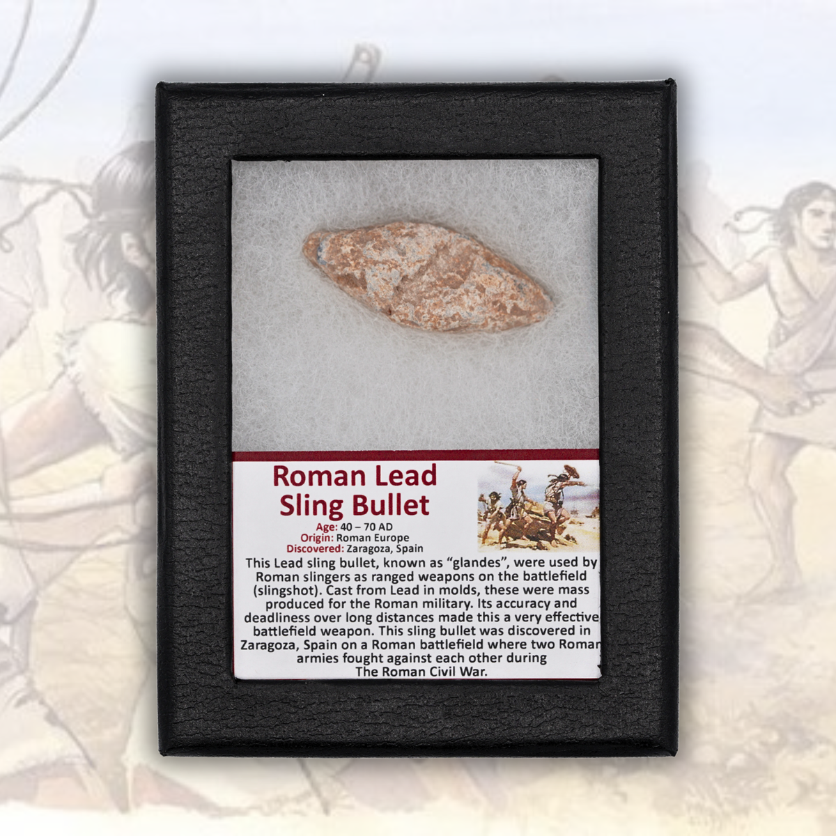 Roman Lead Sling Bullet Display