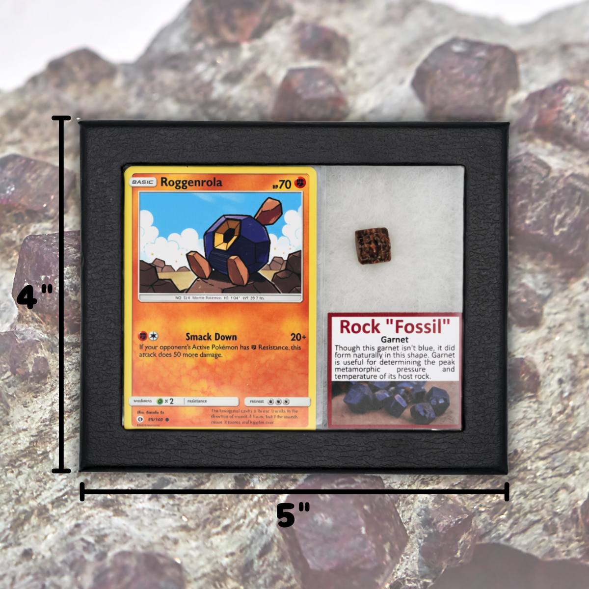 Pokémon Fossil Display - Roggenrola with Garnet