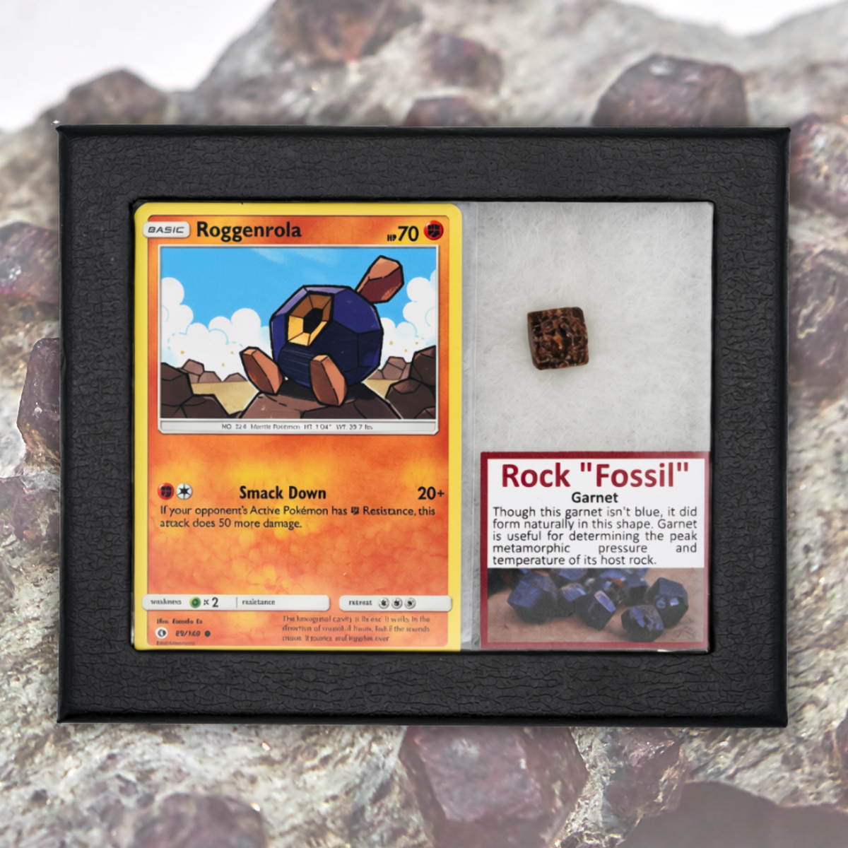 Pokémon Fossil Display - Roggenrola with Garnet