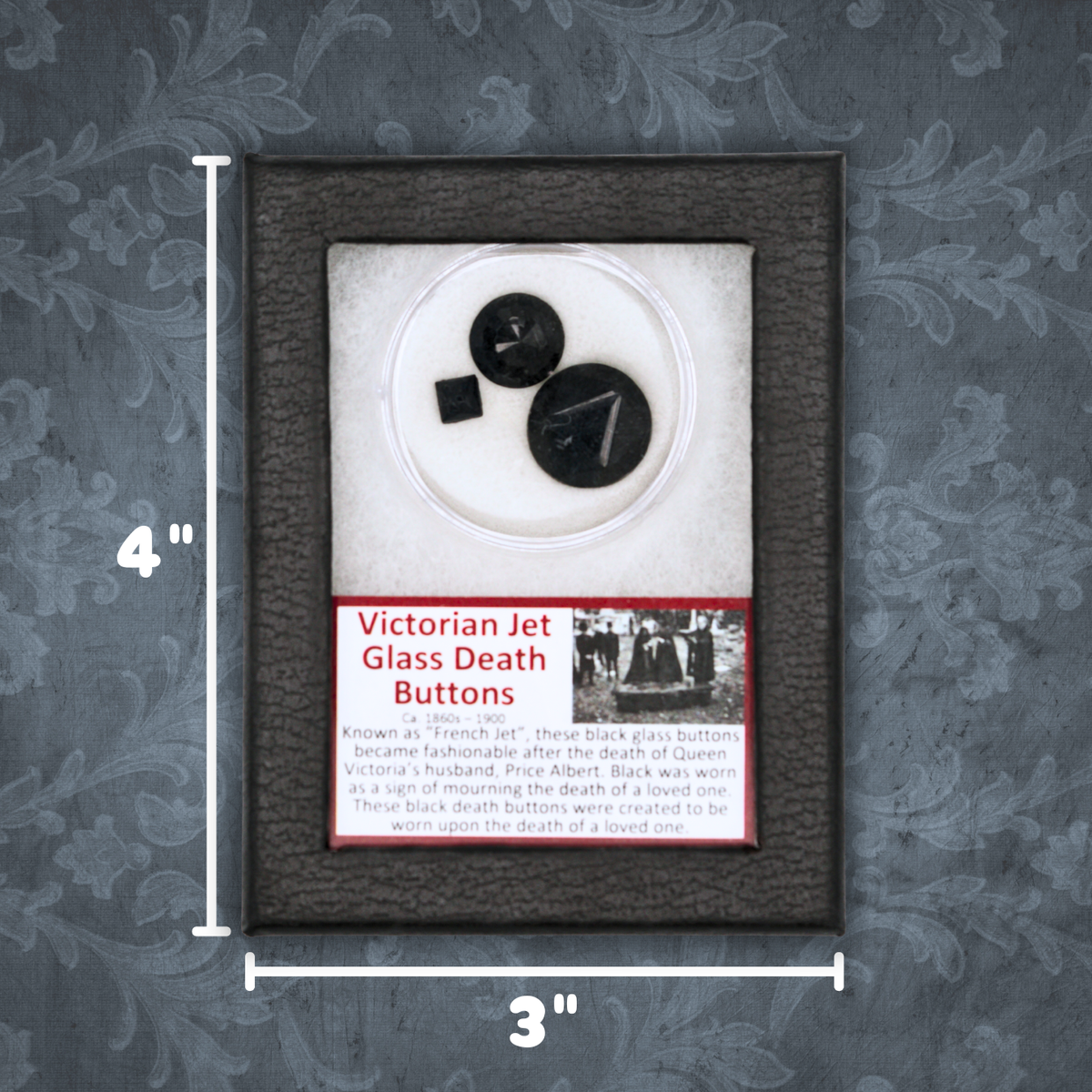 Victorian Jet Glass Death Buttons Display