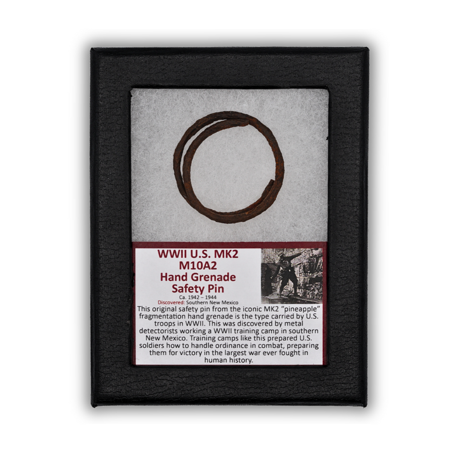 WWII U.S. MK2 M10A2 Hand Grenade Safety Pin Display