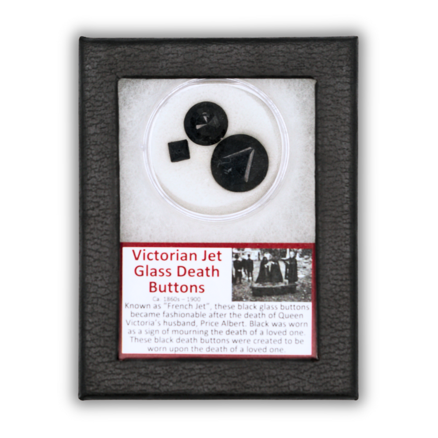 Victorian Jet Glass Death Buttons Display
