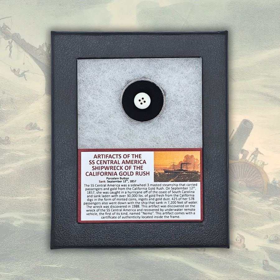 SS Central America Schiffswrack Porzellanknopf – Artefakt des „Goldschiffs“ (1857)