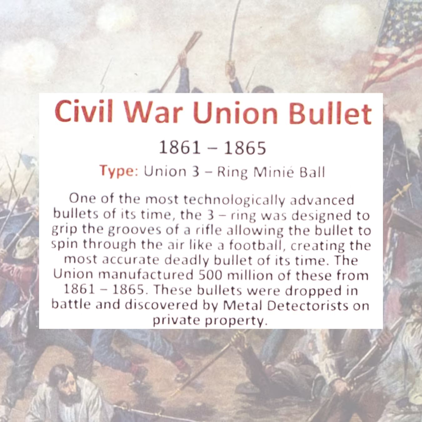 Civil War Union Bullet Display