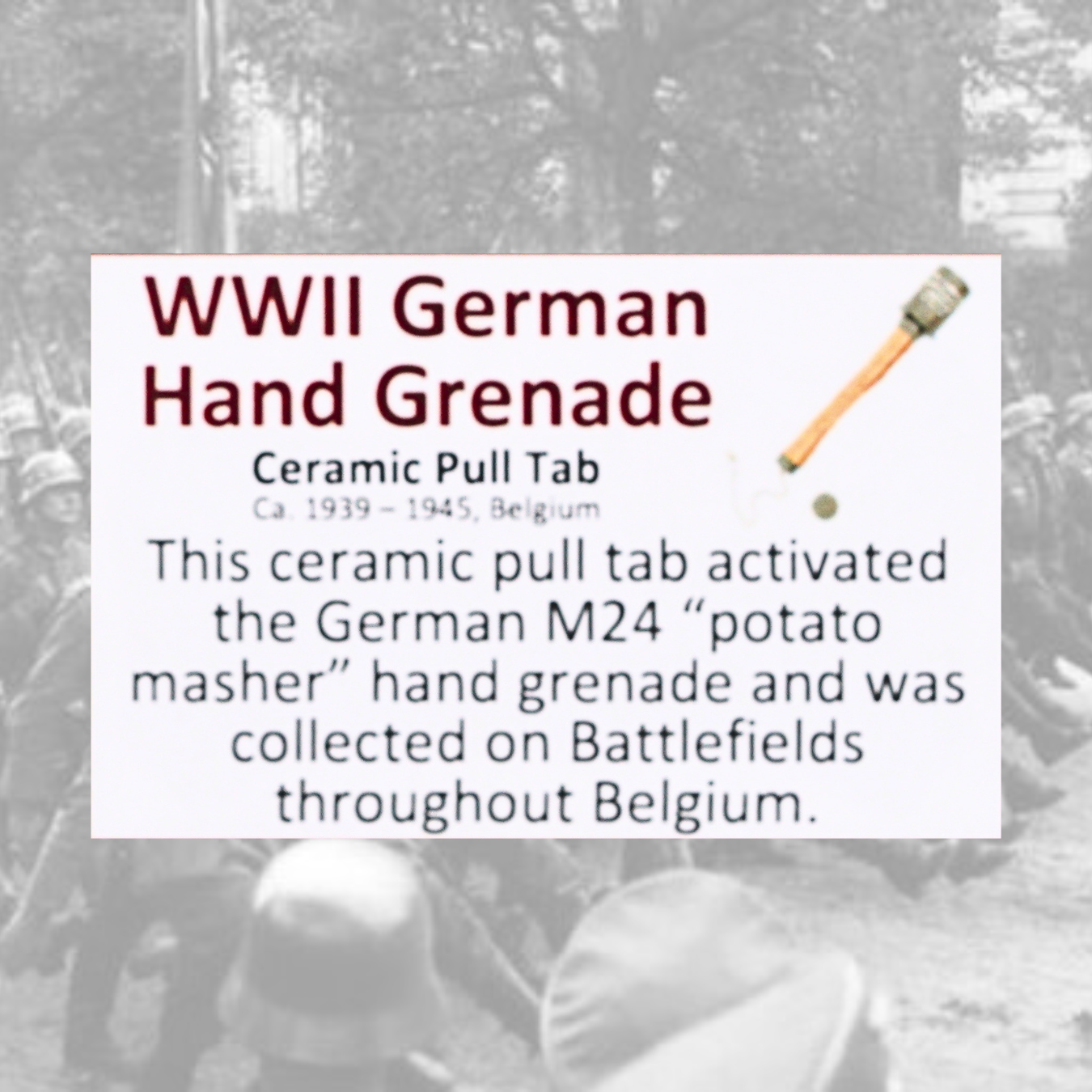 WII German Hand Grenade Ceramic Pull Tab