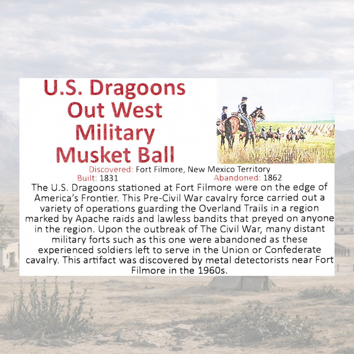 U.S. Dragoons Out West - Military Musket Ball Display