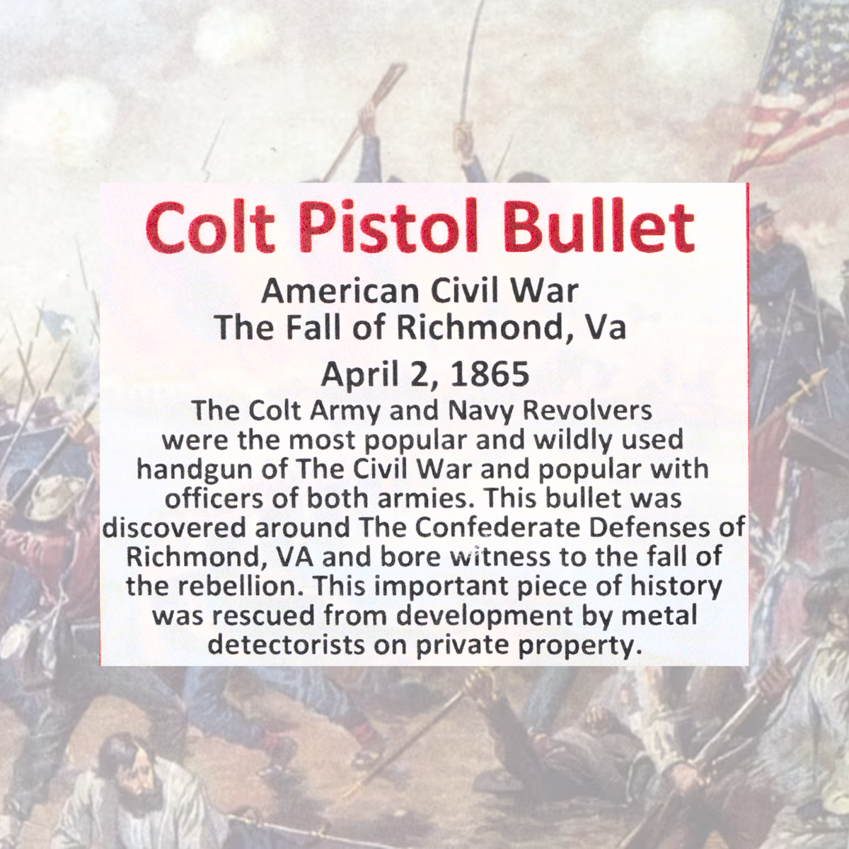 Colt Pistol Bullet Display - American Civil War