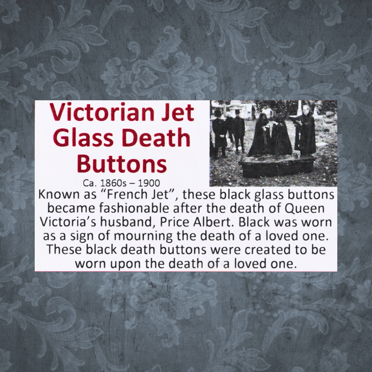 Victorian Jet Glass Death Buttons Display