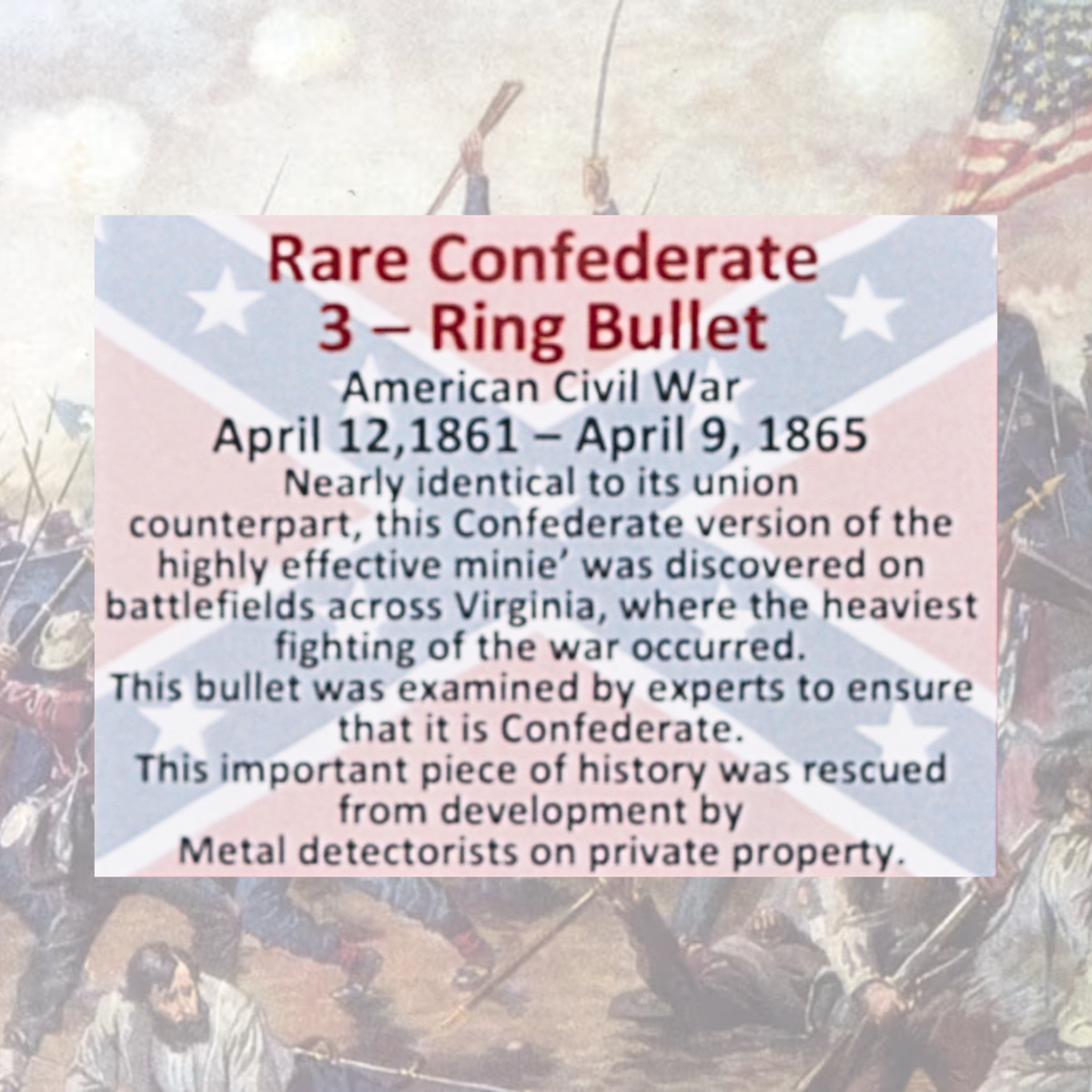 Rare Confederate 3-Ring Bullet Display