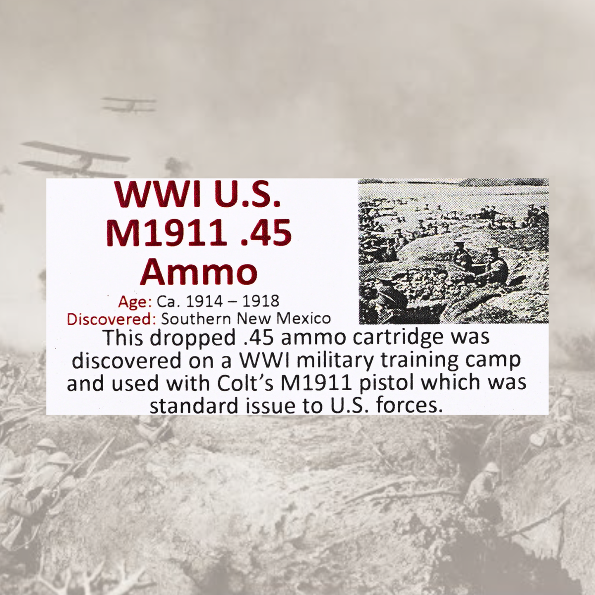 WWI U.S. M1911 .45 Dropped Ammo Display