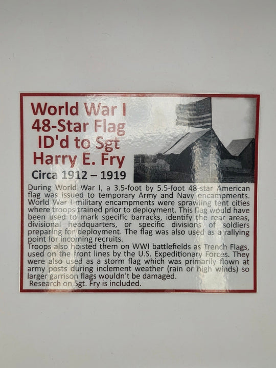 WWI 48-Star American Flag Identified to Sgt. Harry E. Fry with Research