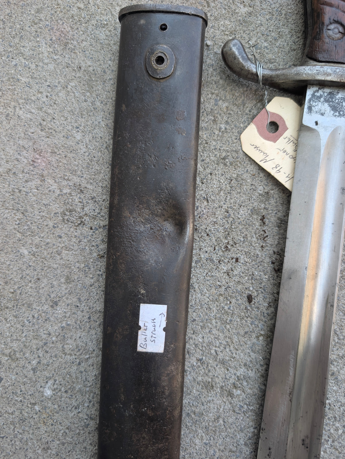 WWI German S98/05 “Butcher Blade” Bayonet, Dated 1917, with Bullet-Struck Scabbard