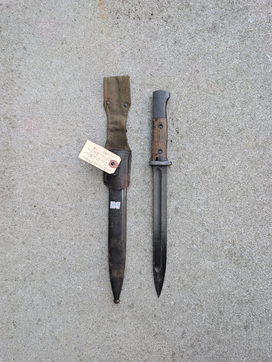 WWII German S84/98 Mauser “Last Ditch” Bayonet with Scabbard and Frog