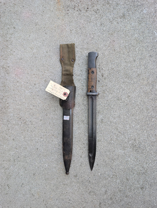 WWII German S84/98 Mauser “Last Ditch” Bayonet with Scabbard and Frog