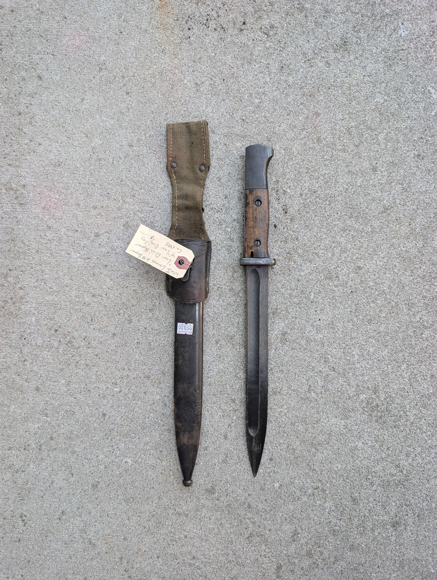 WWII German S84/98 Mauser “Last Ditch” Bayonet with Scabbard and Frog