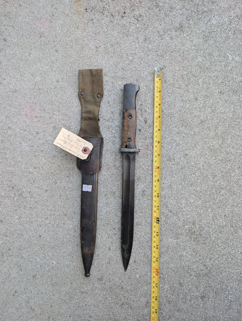 WWII German S84/98 Mauser “Last Ditch” Bayonet with Scabbard and Frog