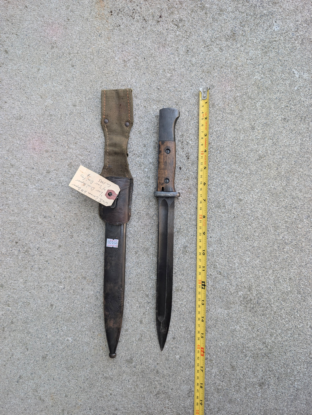 WWII German S84/98 Mauser “Last Ditch” Bayonet with Scabbard and Frog