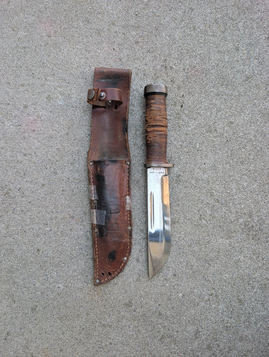 WWII Cattaraugus 225Q Quartermaster Utility Knife with Leather Sheath