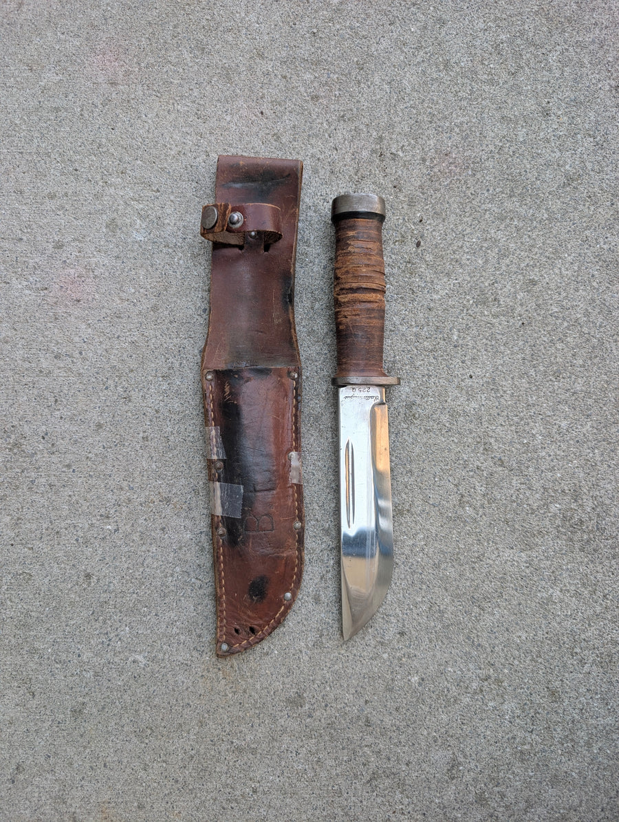 WWII Cattaraugus 225Q Quartermaster Utility Knife with Leather Sheath