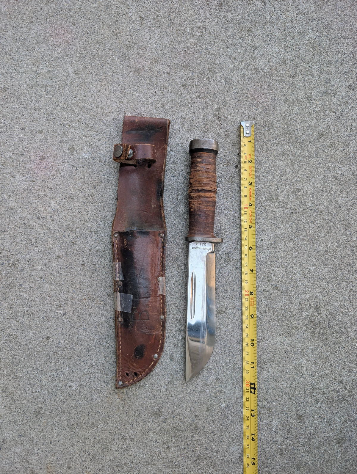 WWII Cattaraugus 225Q Quartermaster Utility Knife with Leather Sheath