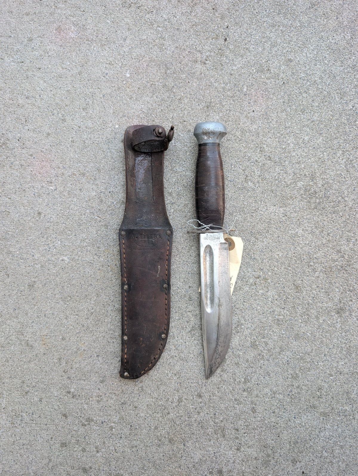 WWII-Era RH-36 Fighting and Utility Knife with Leather Sheath