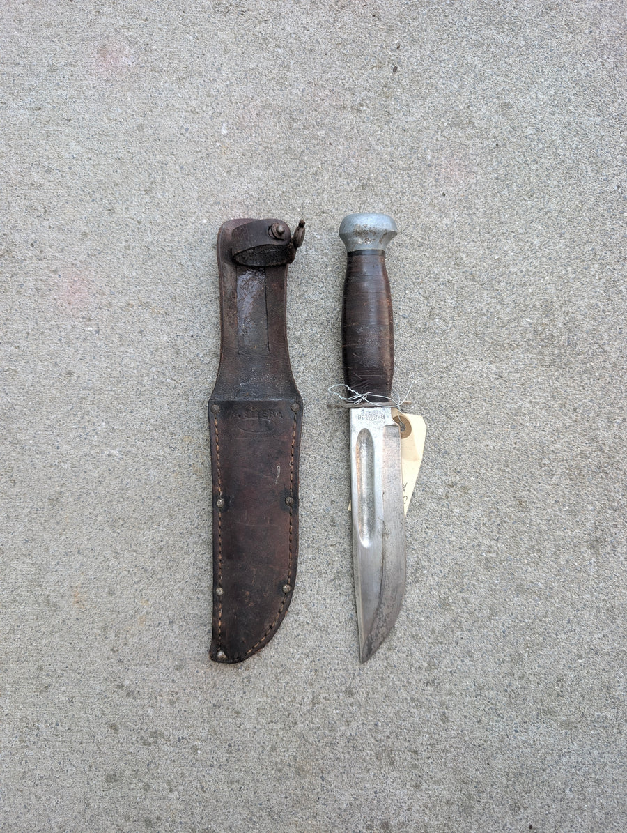 WWII-Era RH-36 Fighting and Utility Knife with Leather Sheath