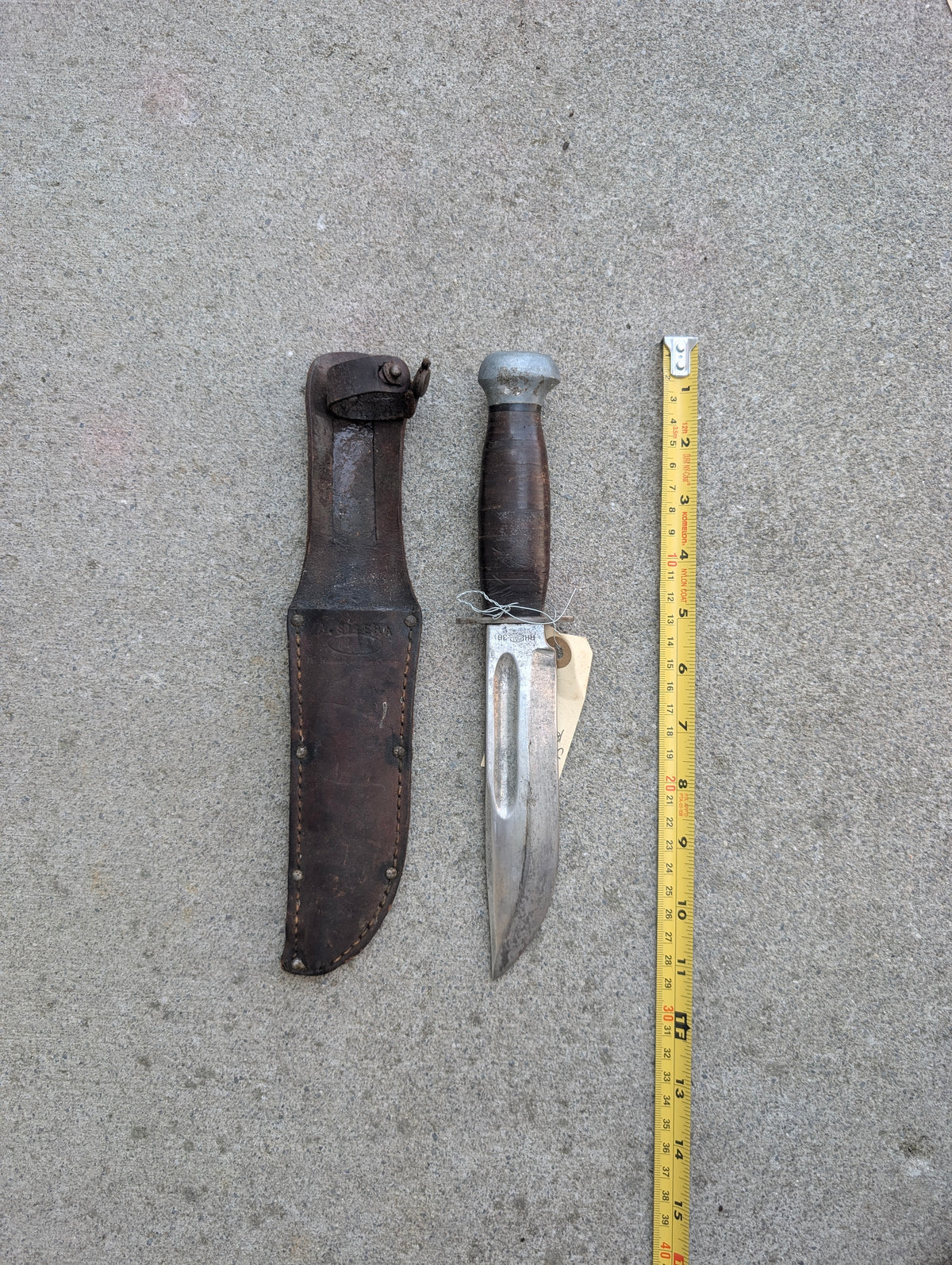 WWII-Era RH-36 Fighting and Utility Knife with Leather Sheath