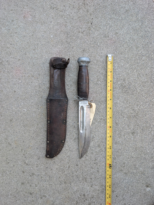WWII-Era RH-36 Fighting and Utility Knife with Leather Sheath