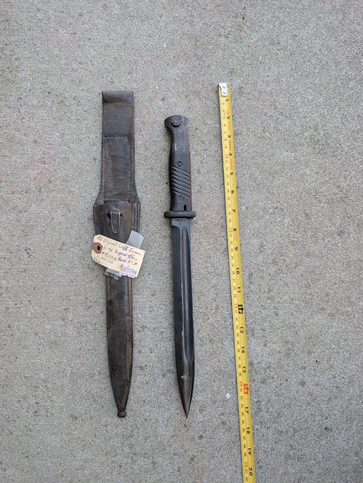 WWII German S84/98 III K98 Bayonet with Scabbard and Leather Frog