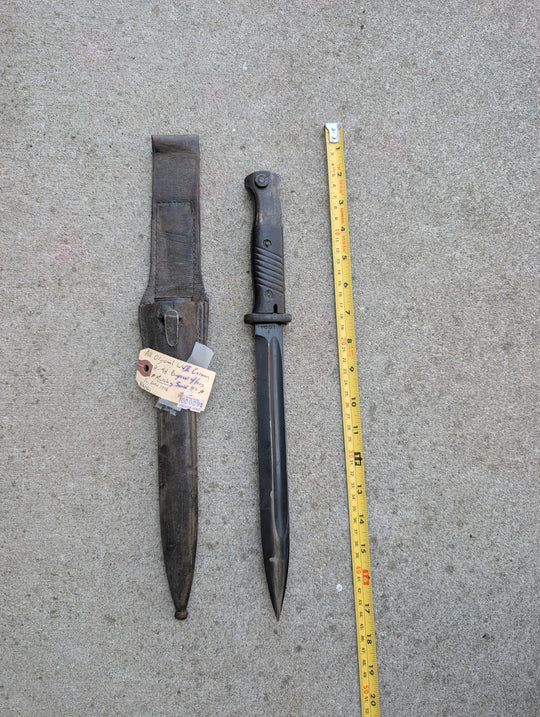 WWII German S84/98 III K98 Bayonet with Scabbard and Leather Frog