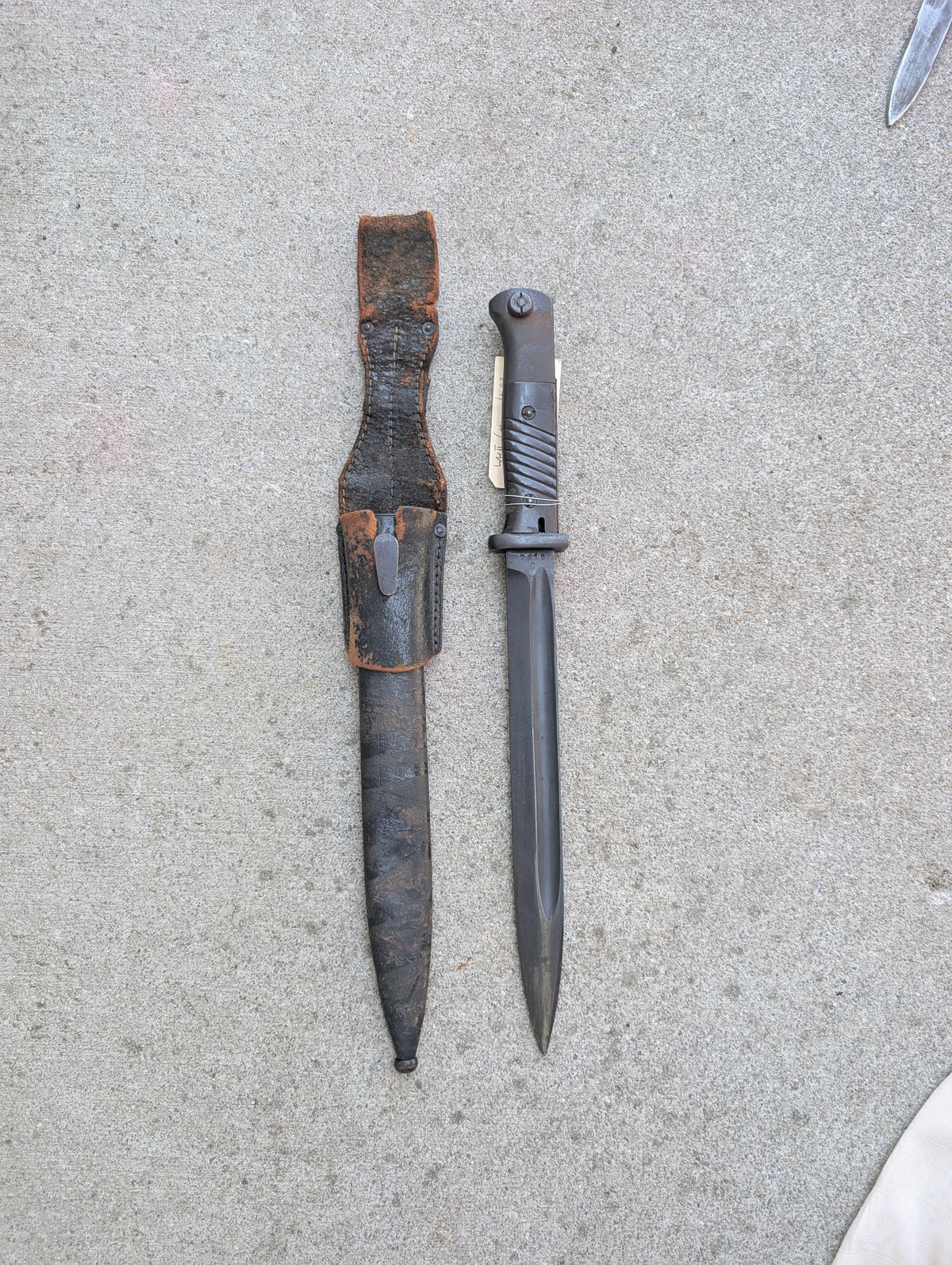 WWII German KS98 Dress Bayonet with Scabbard and Leather Frog