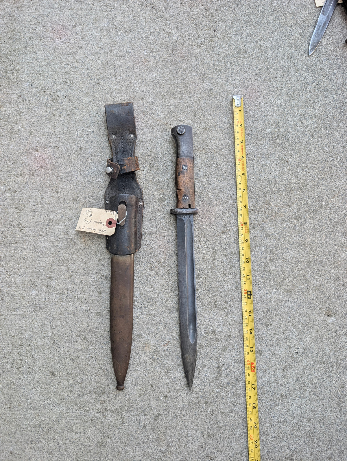 WWII German S84/98 III K98 Bayonet with Scabbard and Leather Frog