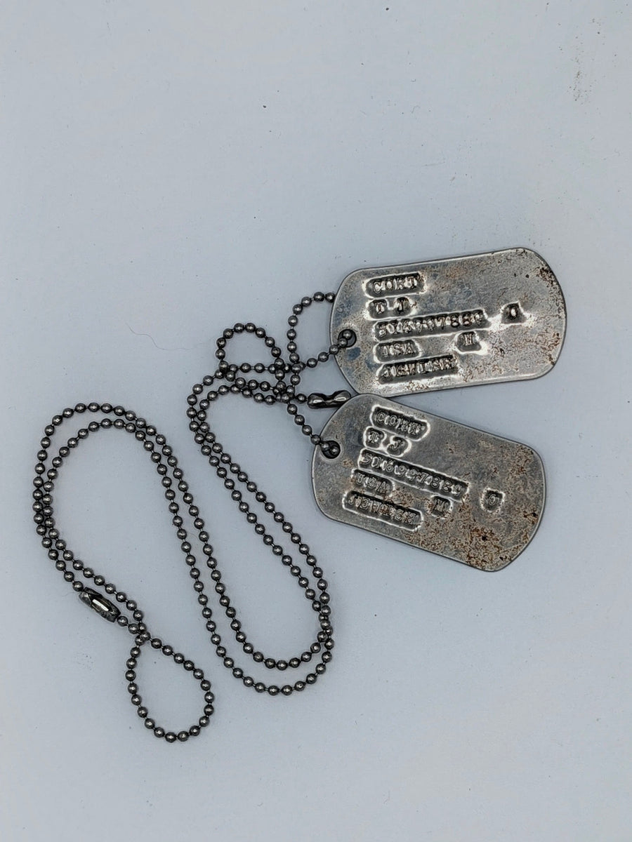 Vietnam War Era U.S. Military Dog Tags with Original Chains – Matched Pair