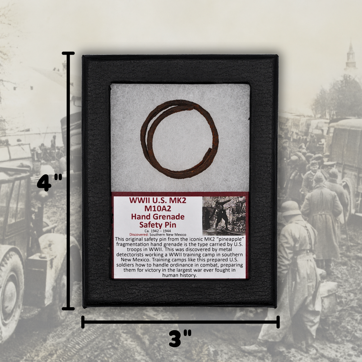 WWII U.S. MK2 M10A2 Hand Grenade Safety Pin Display