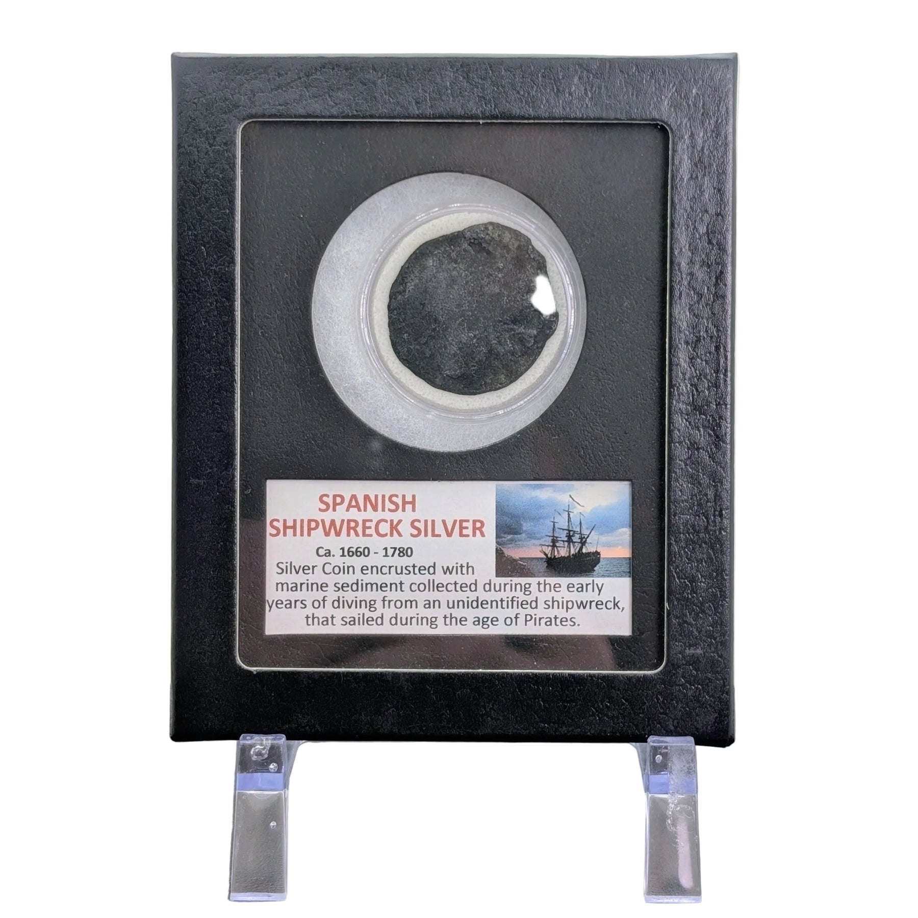 1.25" Spanish Shipwreck Silver Coin (c. 1660–1780) – Encrusted Pirate-Era Artifact