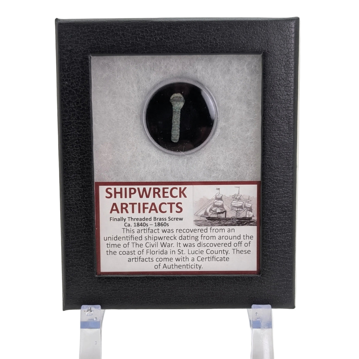 Shipwreck Artifact – Threaded Brass Screw (c. 1840s–1860s)