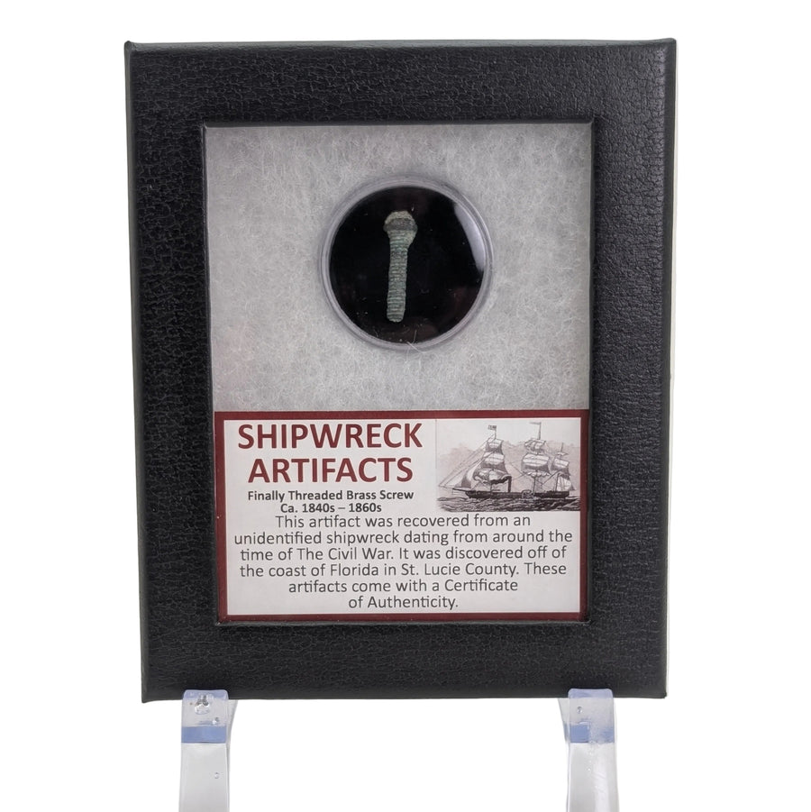Shipwreck Artifact – Threaded Brass Screw (c. 1840s–1860s)